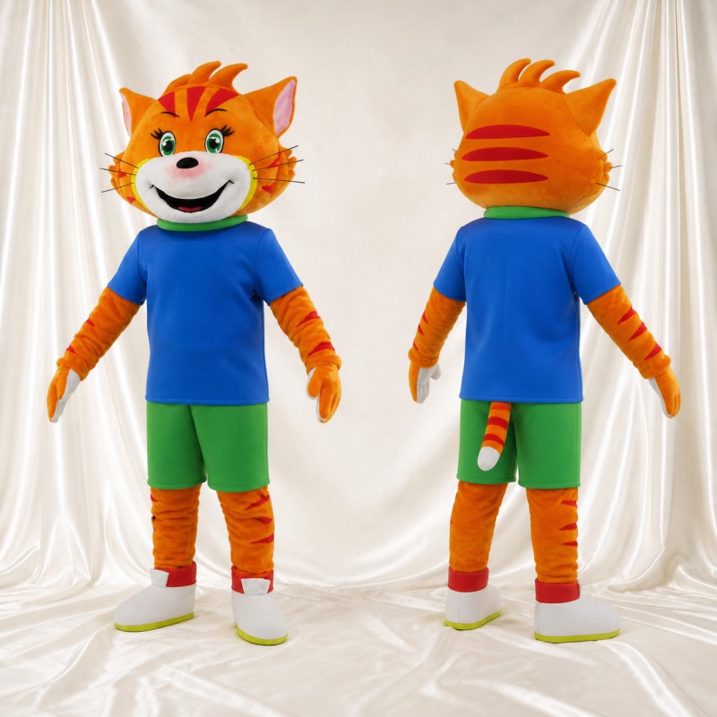 Orange Cat Mascot Costume Full Body for Adults School Events