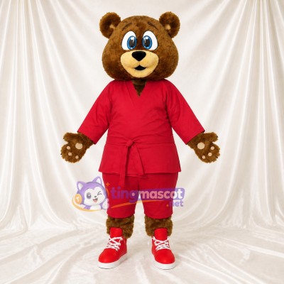 Coordinated Red Bear Mascot Costume Full Body for Adults Sports Events