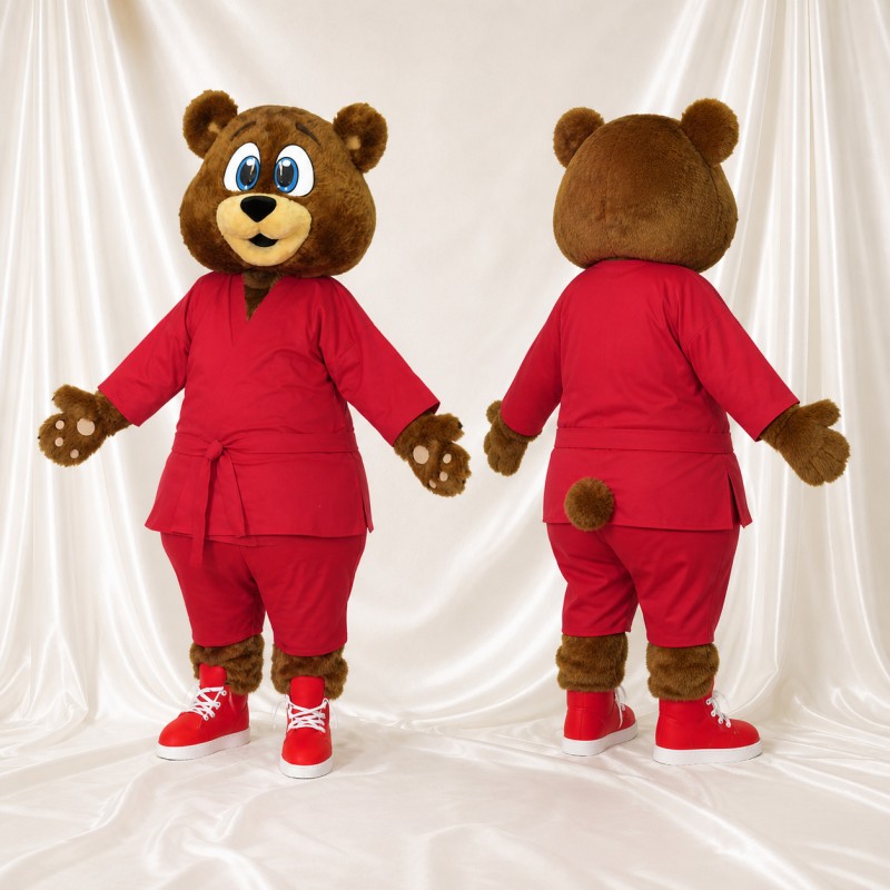 Coordinated Red Bear Mascot Costume Full Body for Adults Sports Events
