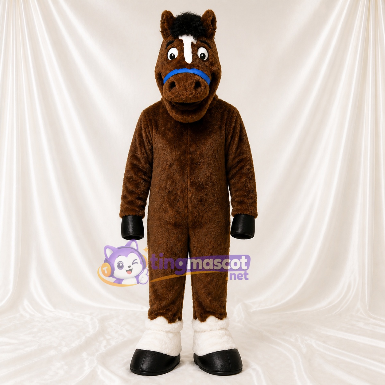 Cheval brun foncé Costume de mascotte intégral pour adultes Événements scolaires Cheval brun foncé Costume de mascotte intégral pour adultes Événements scolaires