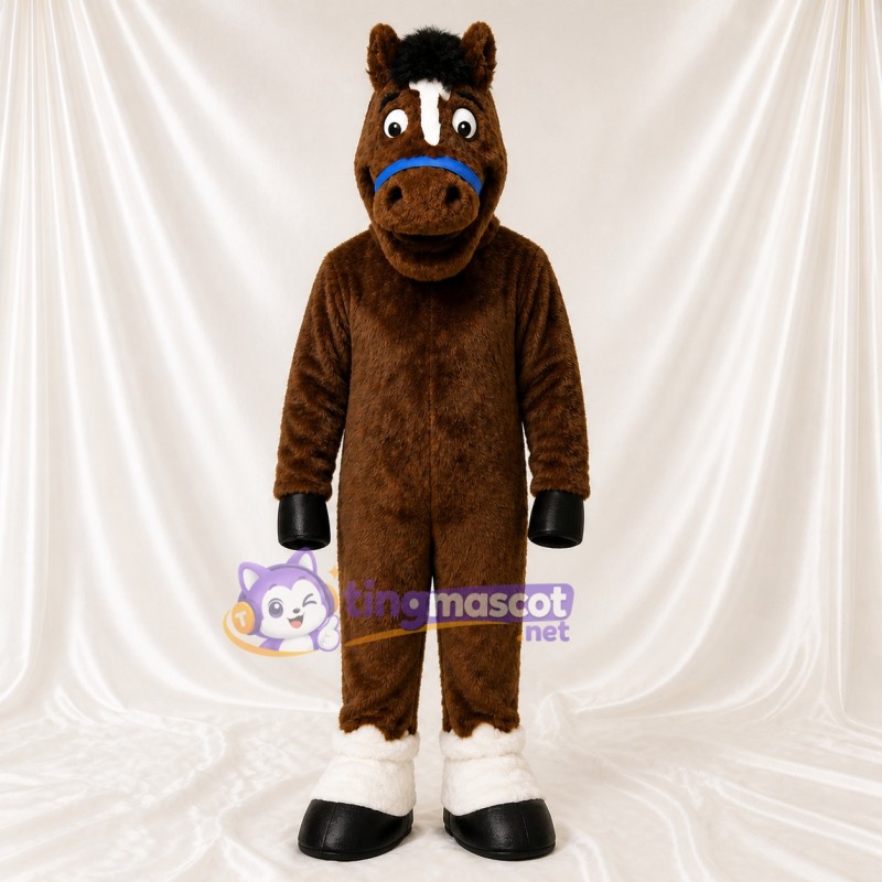 Dark Brown Horse Mascot Costume Full Body for Adults School Events
