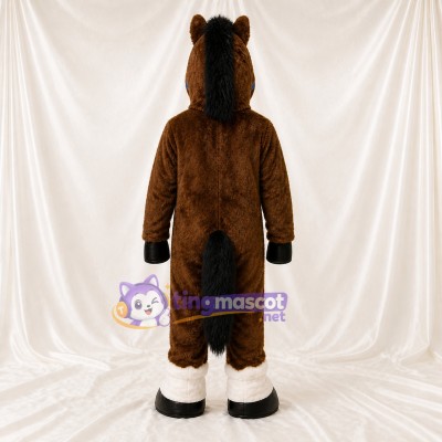Dark Brown Horse Mascot Costume Full Body for Adults School Events