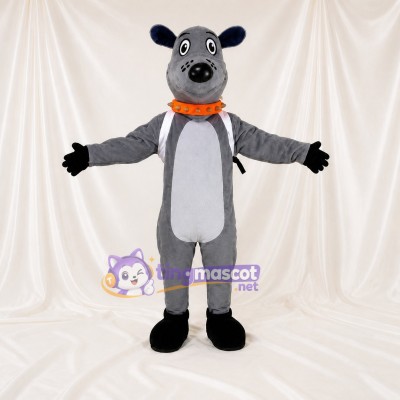 Gray Dog Mascot Costume Full Body for Adults School Events