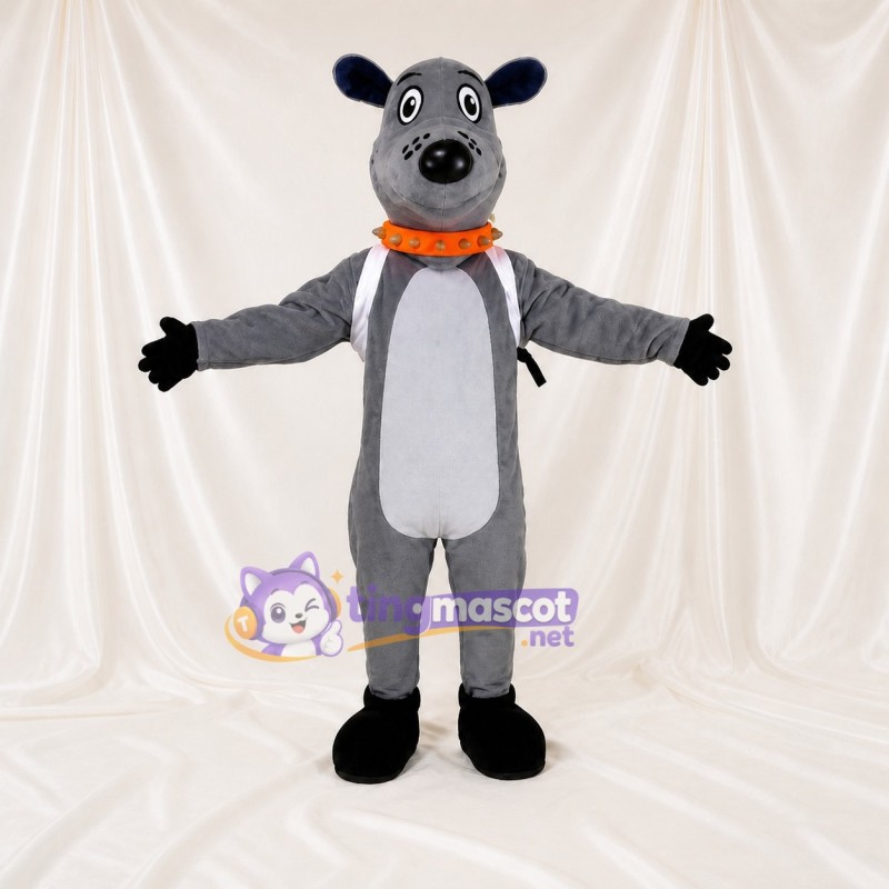 Gray Dog Mascot Costume Full Body for Adults School Events