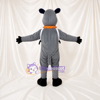 Gray Dog Mascot Costume Full Body for Adults School Events