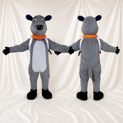 Gray Dog Mascot Costume Full Body for Adults School Events