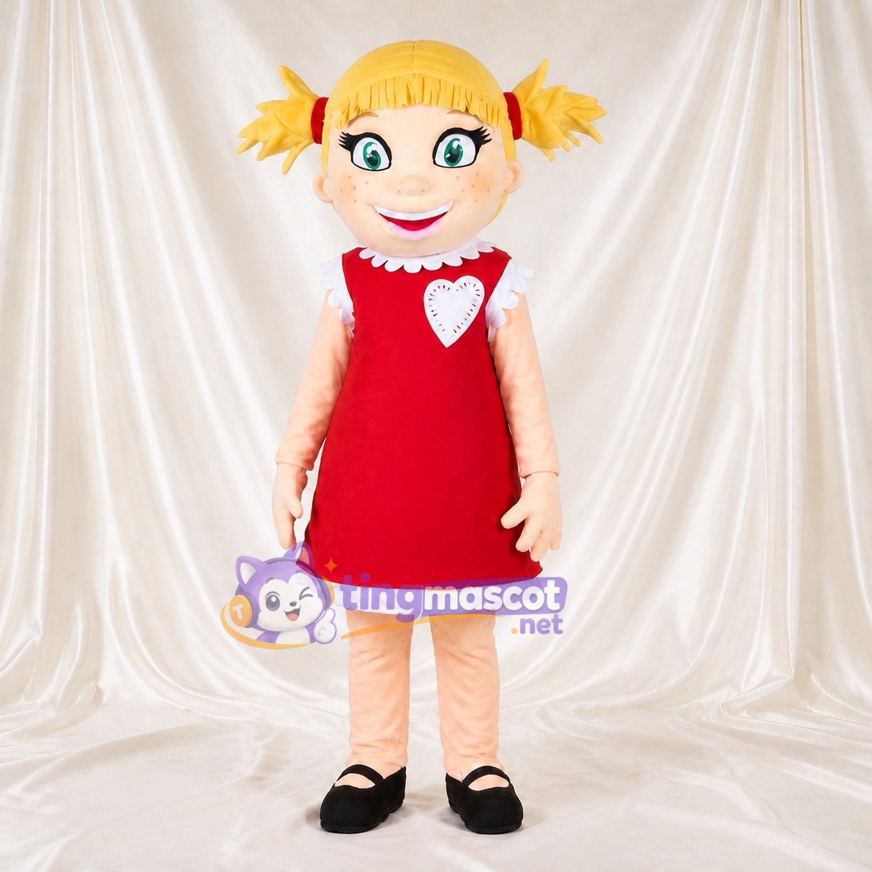 Fille Blonde Costume de mascotte intégral pour adultes Événements scolaires Fille Blonde Costume de mascotte intégral pour adultes Événements scolaires