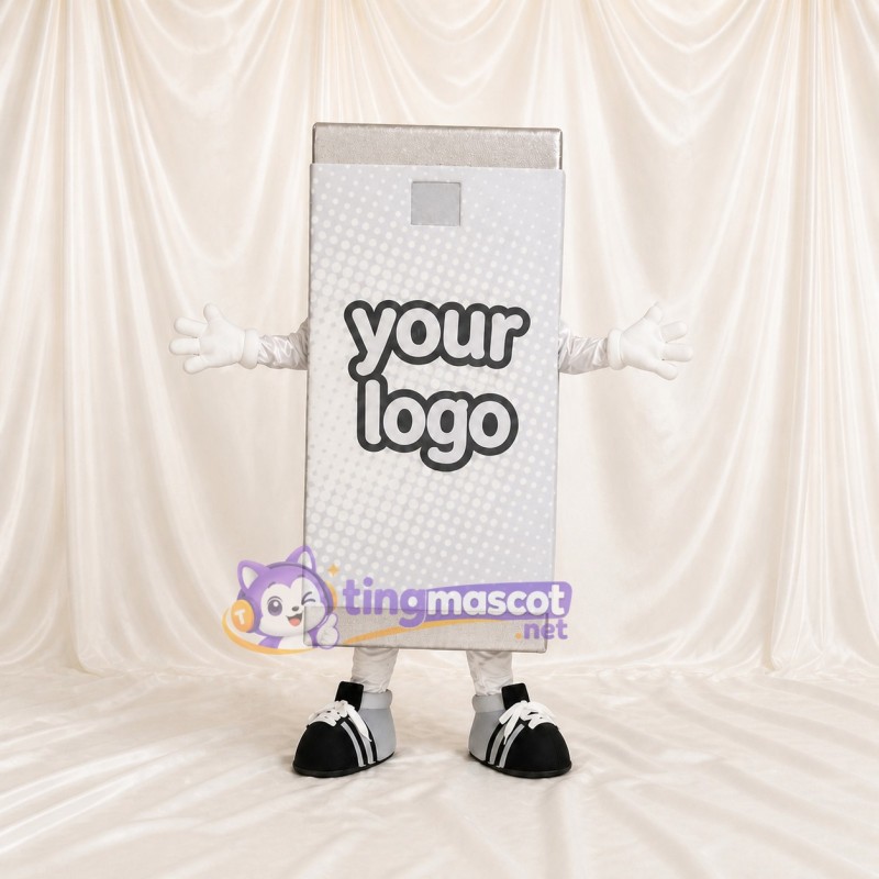 Silver Display Panel Mascot Costume Full Body for Adults Trade Shows