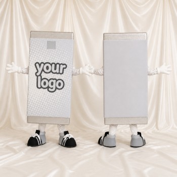 Silver Display Panel Mascot Costume Full Body for Adults Trade Shows