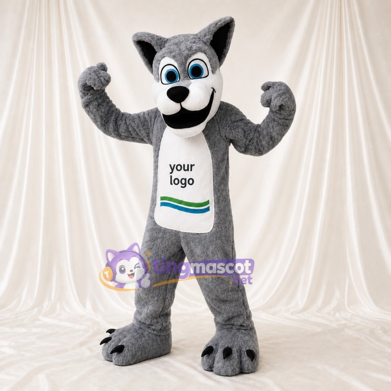 Expressive White Wolf Mascot Costume Full Body for Adults Sports Events