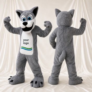 Expressive White Wolf Mascot Costume Full Body for Adults Sports Events