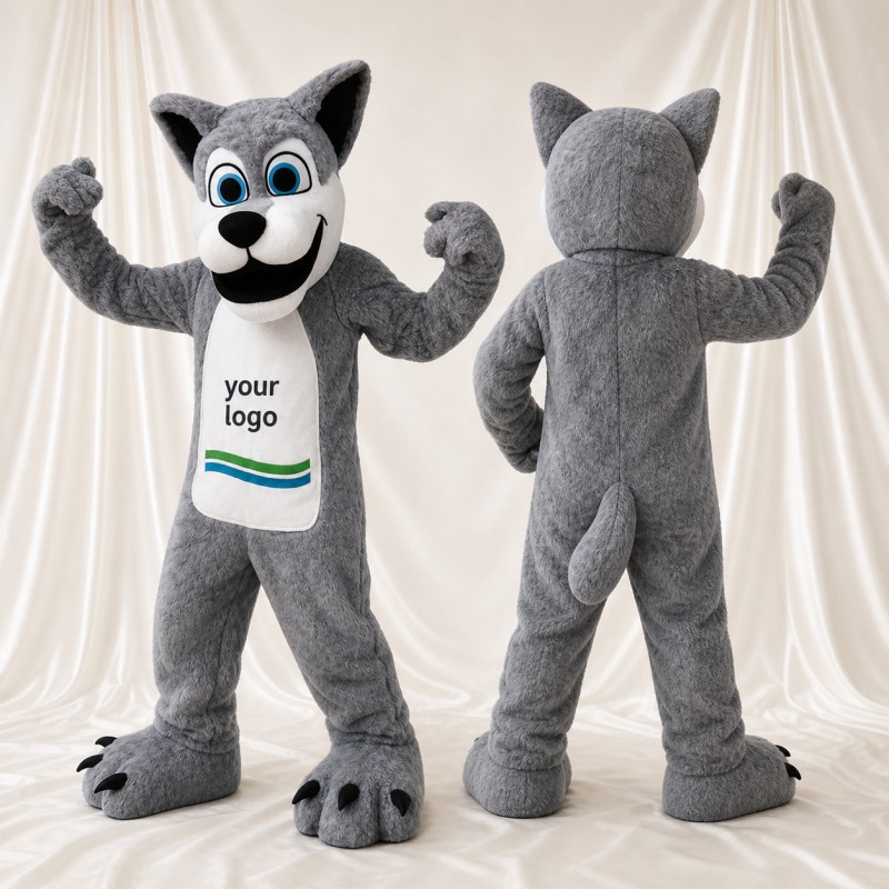 Expressive White Wolf Mascot Costume Full Body for Adults Sports Events