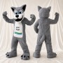 Ausdrucksstarker weißer Wolf Ganzkörper-Maskottchenkostüm für Erwachsene – Sportveranstaltungen