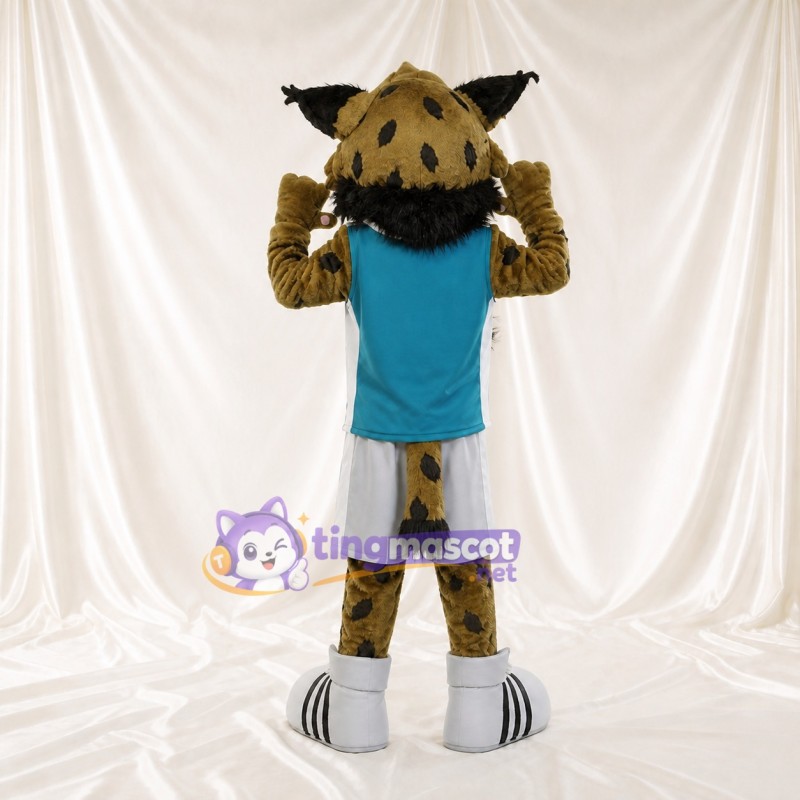 Brun Noir Sarcelle et Blanc Lynx Costume de mascotte intégral pour adultes Événements sportifs