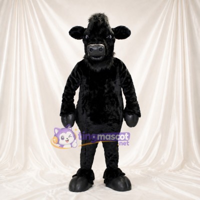 Dense Black Bull Mascot Costume Full Body for Adults Sports Events