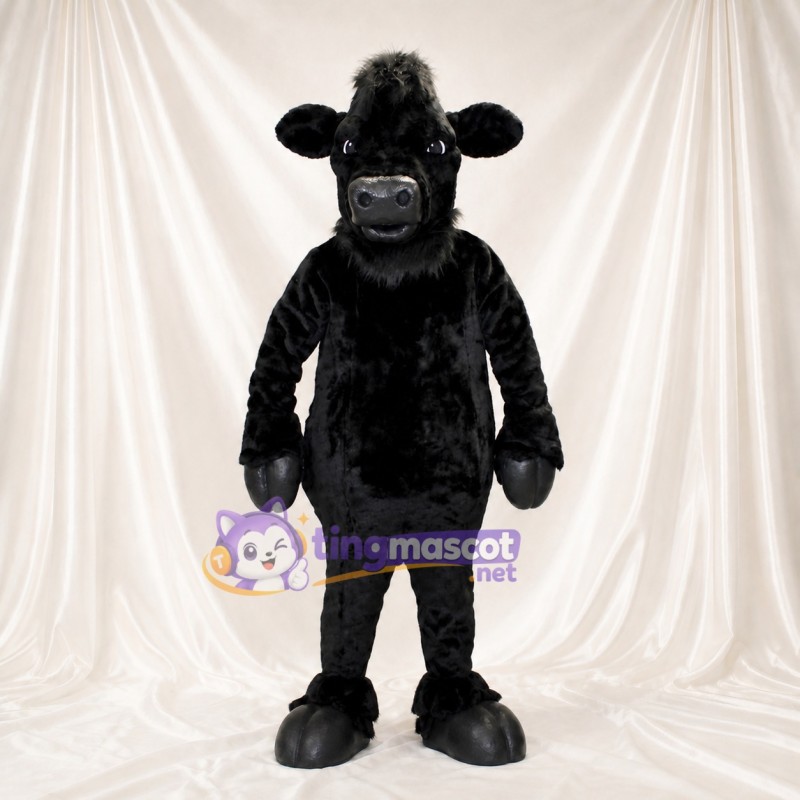 Dense Black Bull Mascot Costume Full Body for Adults Sports Events