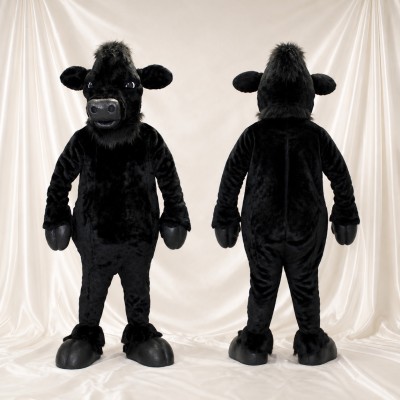 Dense Black Bull Mascot Costume Full Body for Adults Sports Events