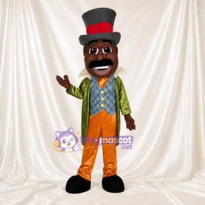 Green Showman Mascot Costume Full Body for Adults Stage Events
