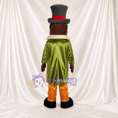 Green Showman Mascot Costume Full Body for Adults Stage Events