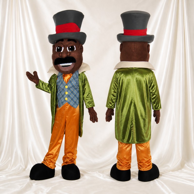 Green Showman Mascot Costume Full Body for Adults Stage Events