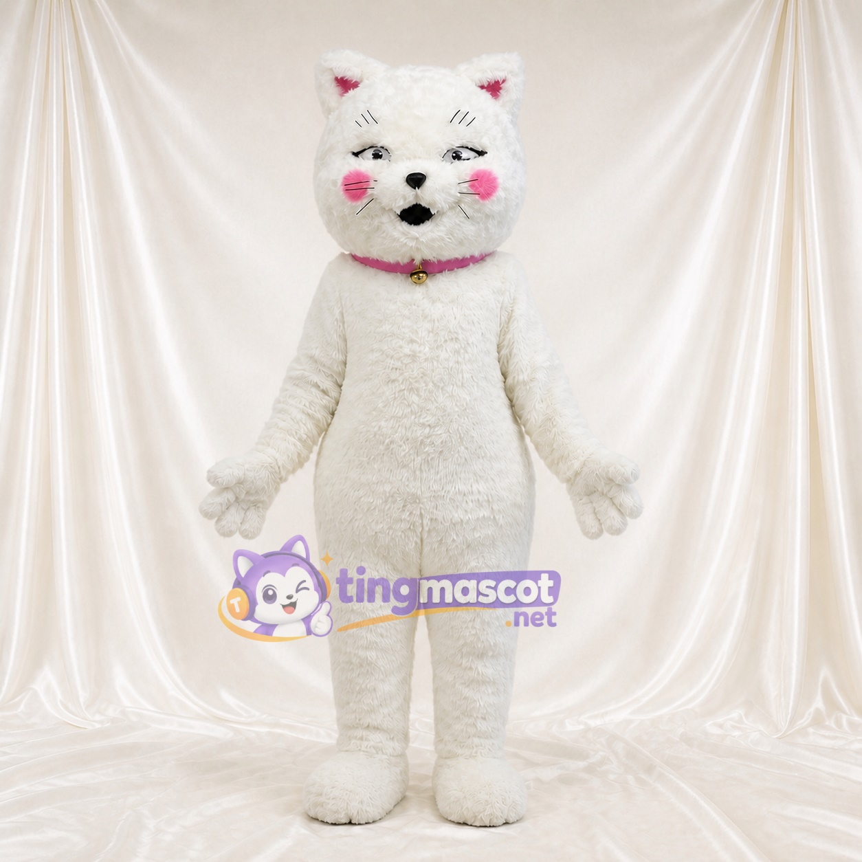 Chat blanc Costume de mascotte intégral pour adultes Événements scolaires Chat blanc Costume de mascotte intégral pour adultes Événements scolaires