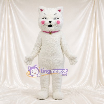 Chat blanc Costume de mascotte intégral pour adultes Événements scolaires