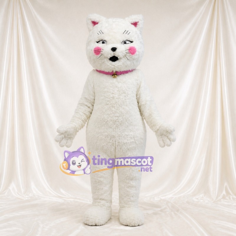 Chat blanc Costume de mascotte intégral pour adultes Événements scolaires