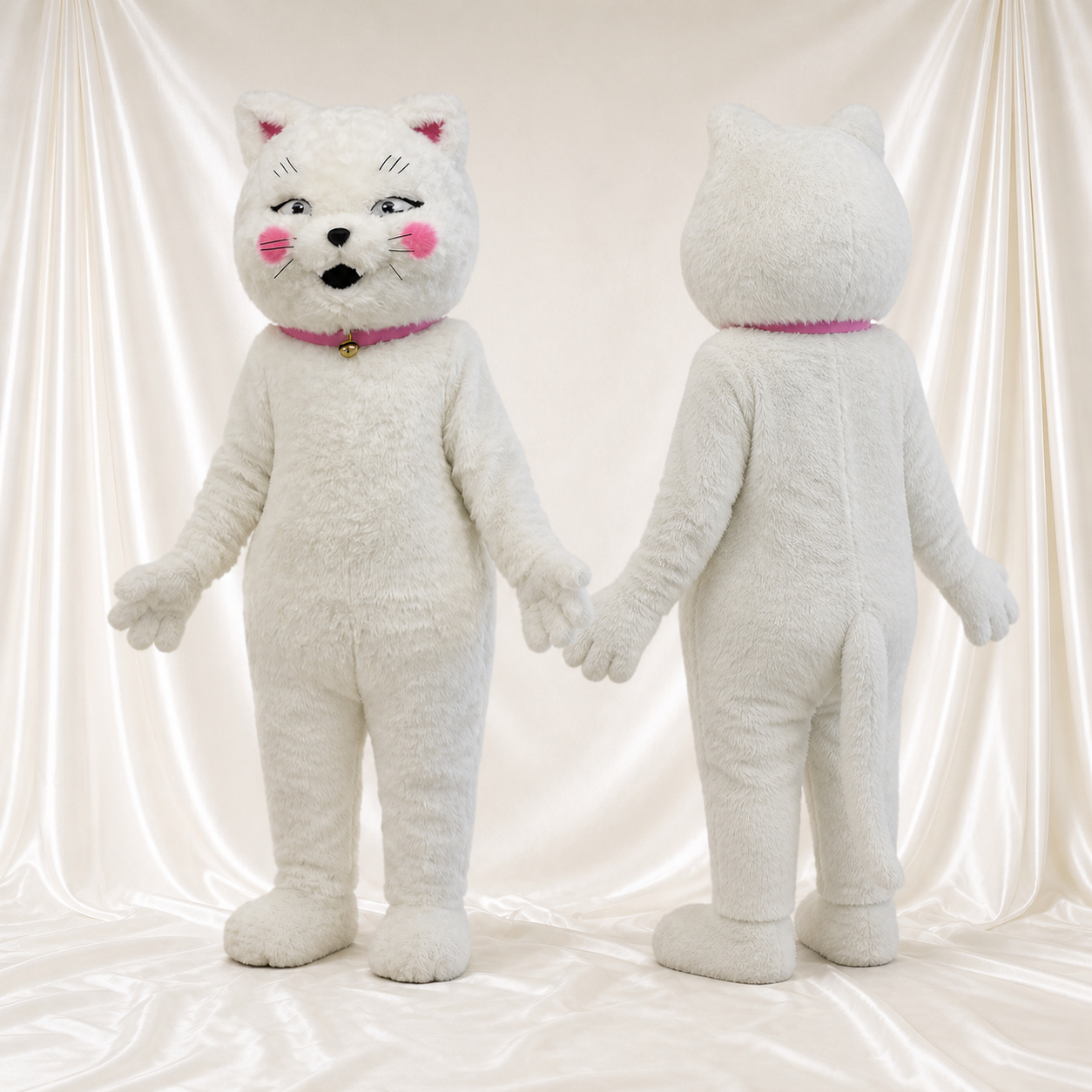 Chat blanc Costume de mascotte intégral pour adultes Événements scolaires Chat blanc Costume de mascotte intégral pour adultes Événements scolaires
