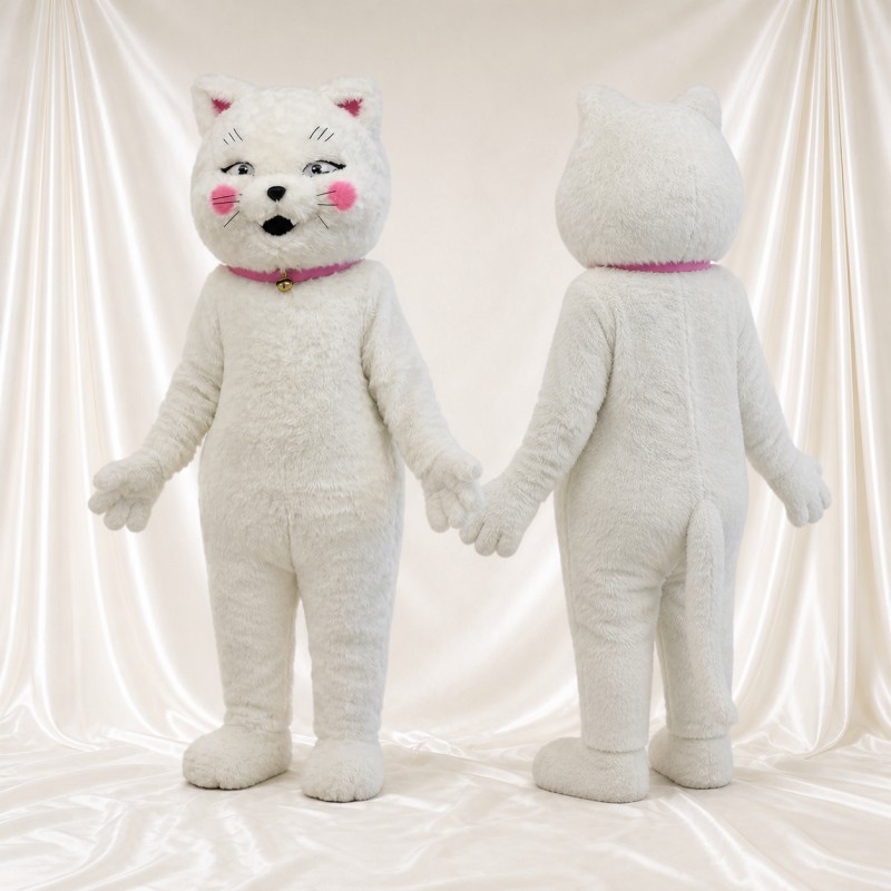 Chat blanc Costume de mascotte intégral pour adultes Événements scolaires
