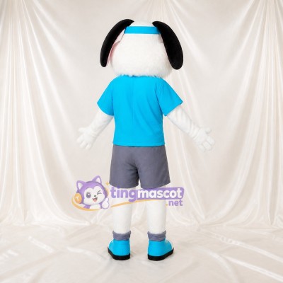 Long Black Dog Mascot Costume Full Body for Adults School Events