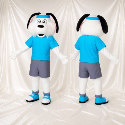 Long Black Dog Mascot Costume Full Body for Adults School Events
