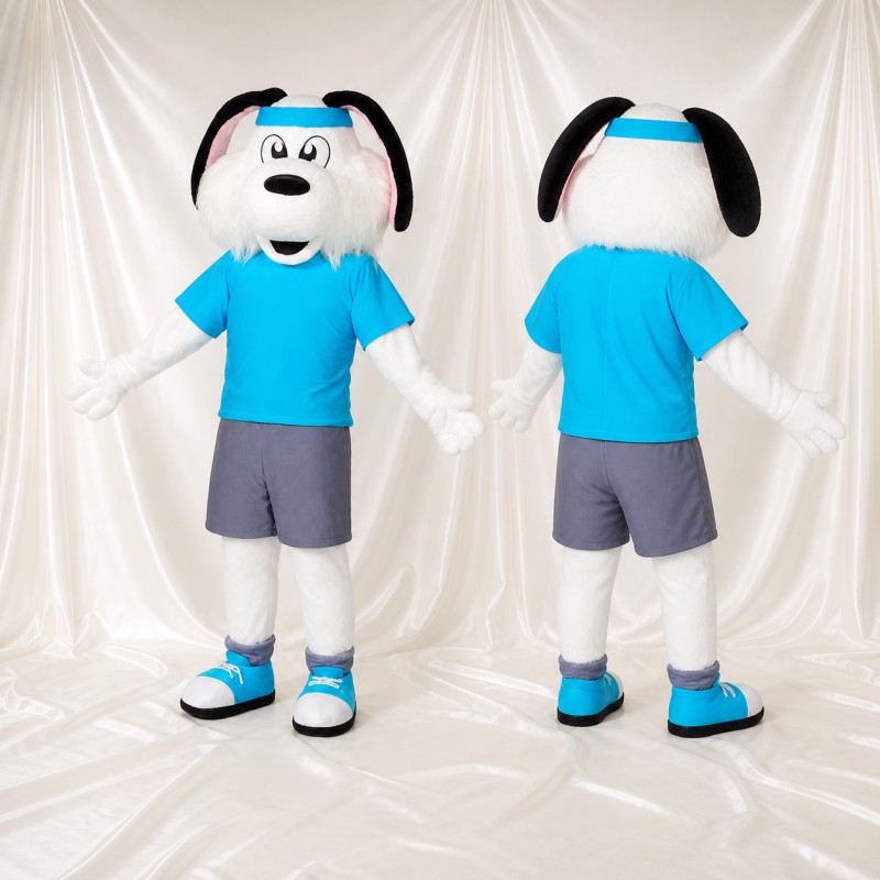 Long Black Dog Mascot Costume Full Body for Adults School Events
