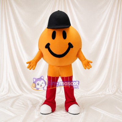 Orange Smiley Face Mascot Costume Full Body for Adults School Events