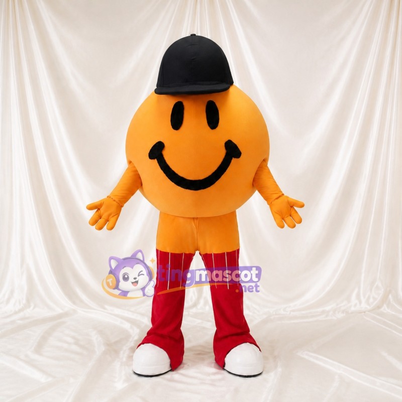 Orange Smiley Face Mascot Costume Full Body for Adults School Events