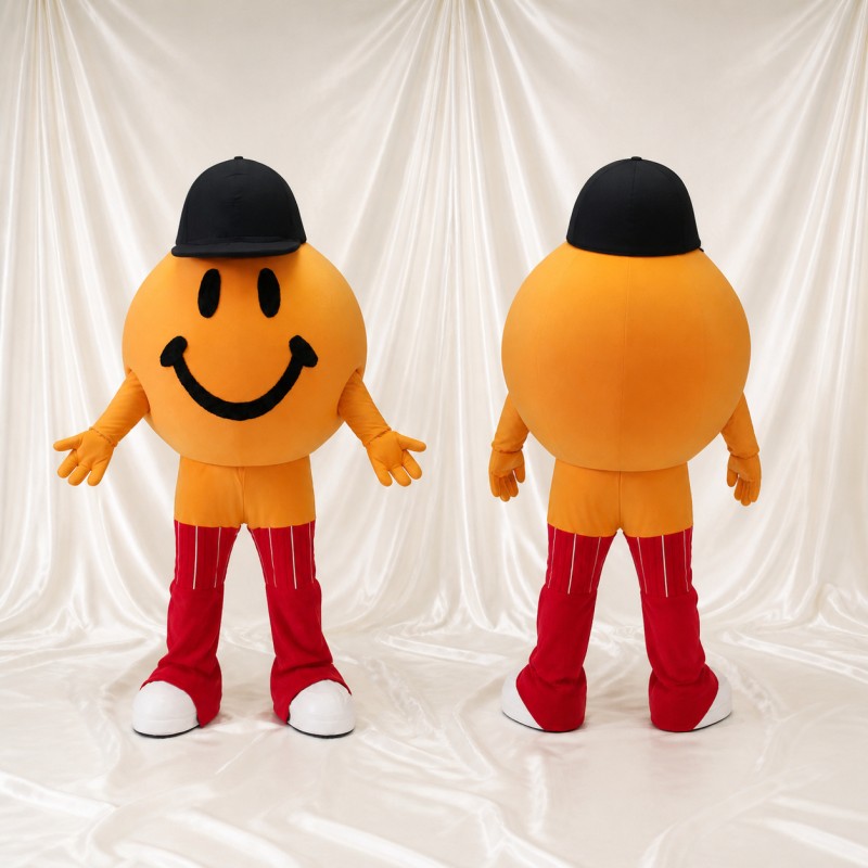 Orange Smiley Face Mascot Costume Full Body for Adults School Events