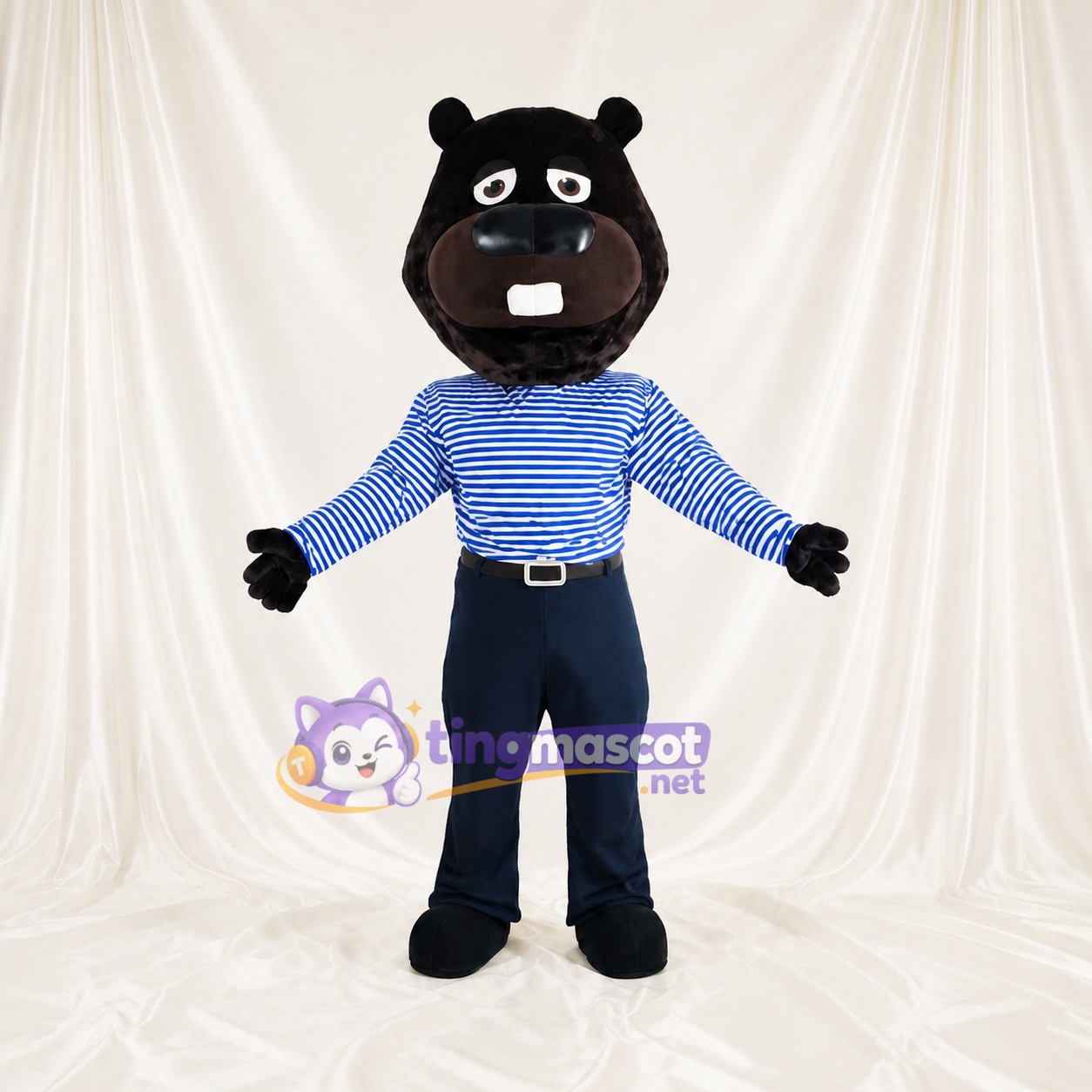 Black Beaver Mascot Costume Full Body for Adults School Events Black Beaver Mascot Costume Full Body for Adults School Events