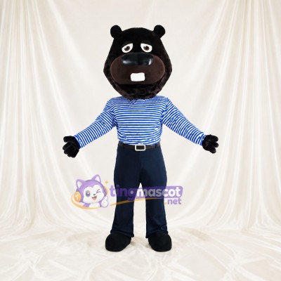 Black Beaver Mascot Costume Full Body for Adults School Events
