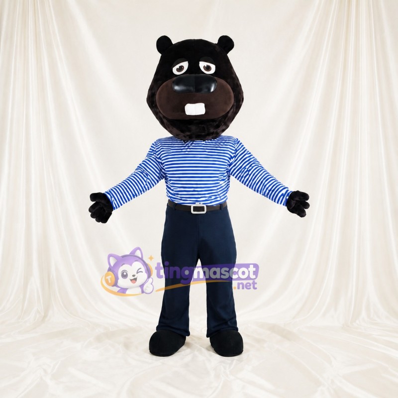 Black Beaver Mascot Costume Full Body for Adults School Events
