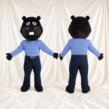 Black Beaver Mascot Costume Full Body for Adults School Events