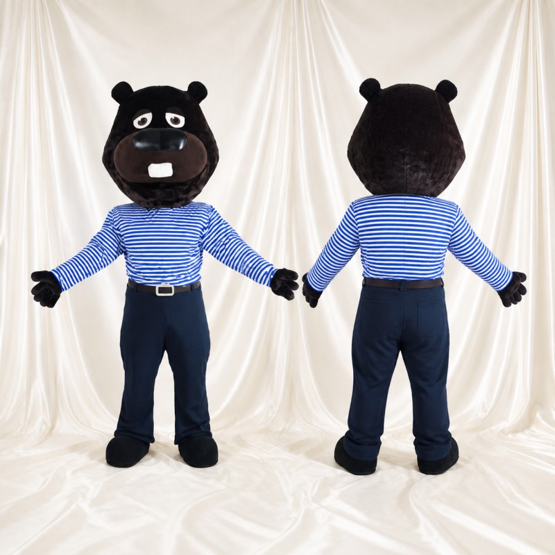 Black Beaver Mascot Costume Full Body for Adults School Events