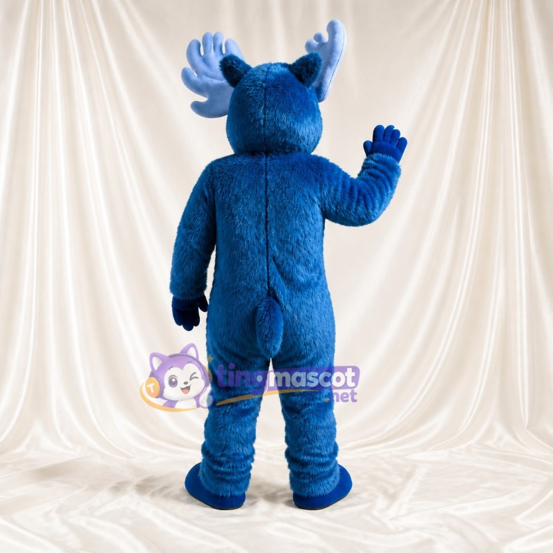 Royal Blue Moose Mascot Costume Full Body for Adults Sports Events