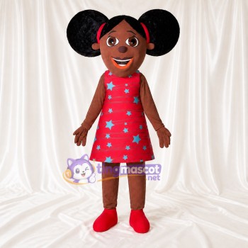 Fille aux Deux Chignons Costume de mascotte intégral pour adultes Événements scolaires