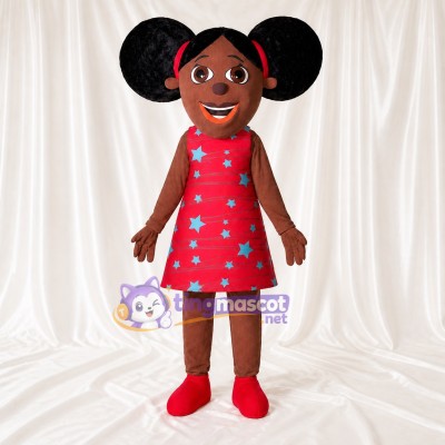 Twin Puff Girl Mascot Costume Full Body for Adults School Events