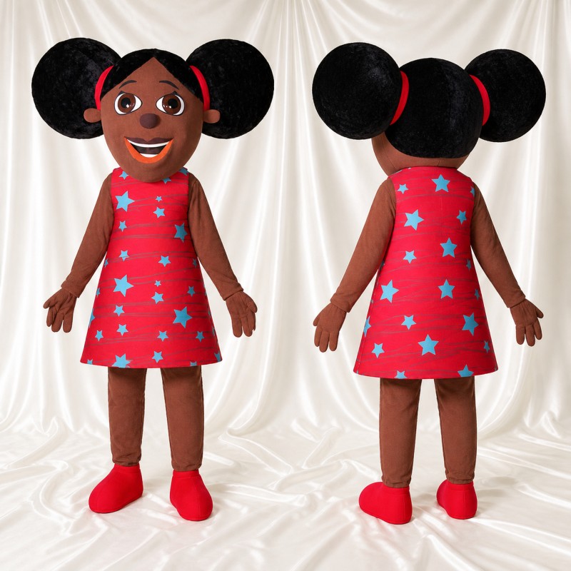 Twin Puff Girl Mascot Costume Full Body for Adults School Events
