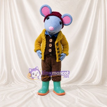 Blue Mouse Mascot Costume Full Body for Adults School Events