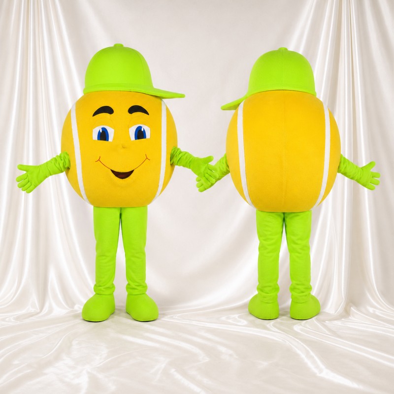 Yellow Tennis Ball Mascot Costume Full Body for Adults School Events