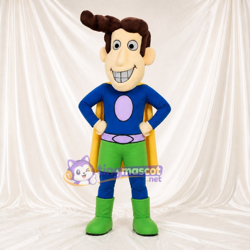 Blue Boy Superhero Mascot Costume Full Body for Adults Sports Events