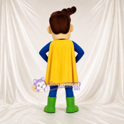Blue Boy Superhero Mascot Costume Full Body for Adults Sports Events