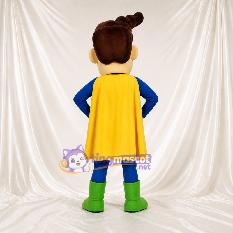 Blue Boy Superhero Mascot Costume Full Body for Adults Sports Events