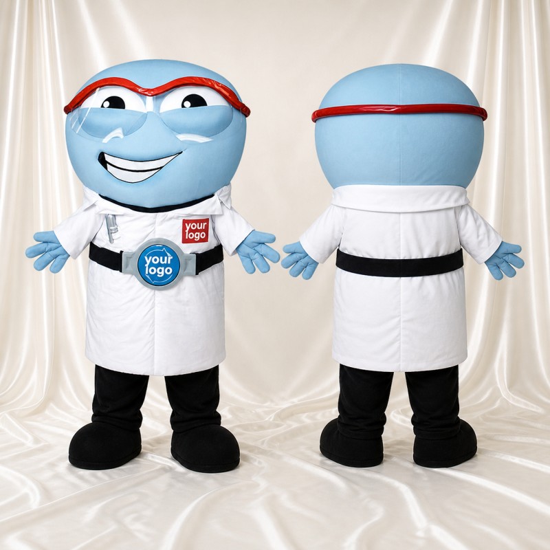 Light Blue Scientist Mascot Costume Full Body for Adults Health Events